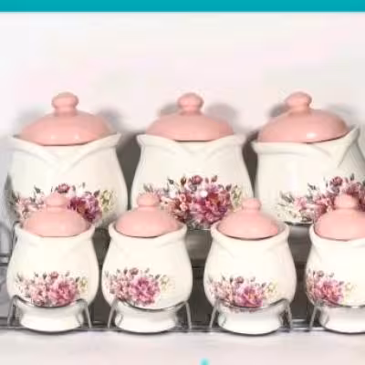 جاادویه و پاسماوری استند دار سرامیکی جا ادویه پاسماوری گلدار ویولا