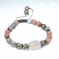 310190دستبند سنگ دونتیت وجاسپر  رودونیت کد 310190