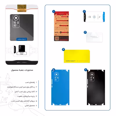 برچسب پوششی ماهوت مدل Matte-Black-FullSkin مناسب برای گوشی موبایل شیائومی 12 Lite