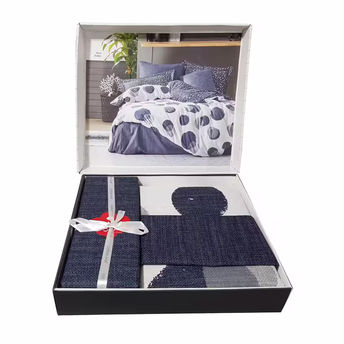 سرویس روتختی کاتن باکس مدل Modern Orva Indigo تک نفره 3 تکه
