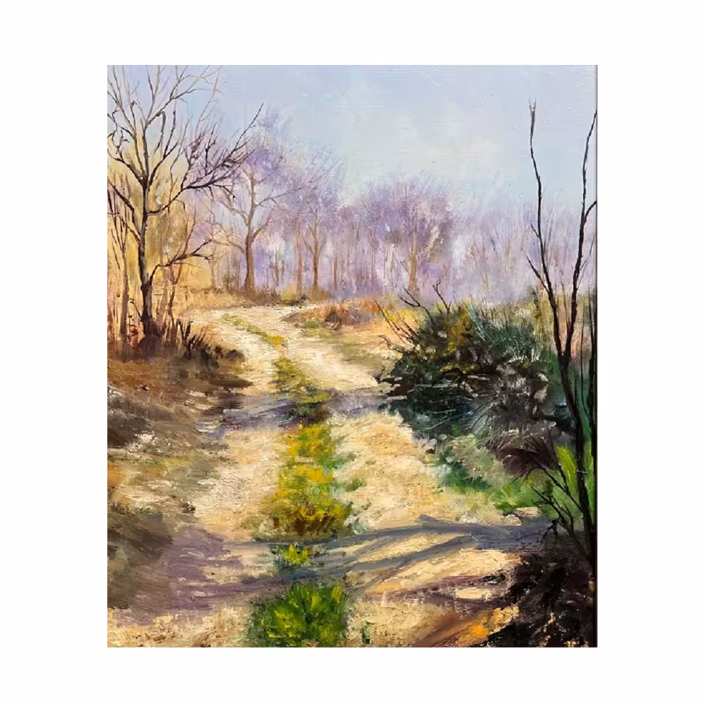 تابلو نقاشی رنگ روغن طرح جاده روستایی کد VLZ113