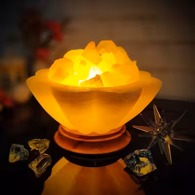 آباژور سنگ نمک مدل سـتاره ای پـایه چـوبی کـد 420