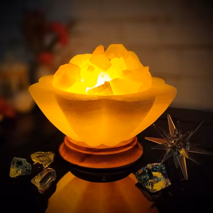 آباژور سنگ نمک مدل سـتاره ای پـایه چـوبی کـد 420