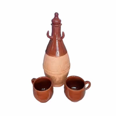 ست 3 تکه کوزه و لیوان سفالی کد 02