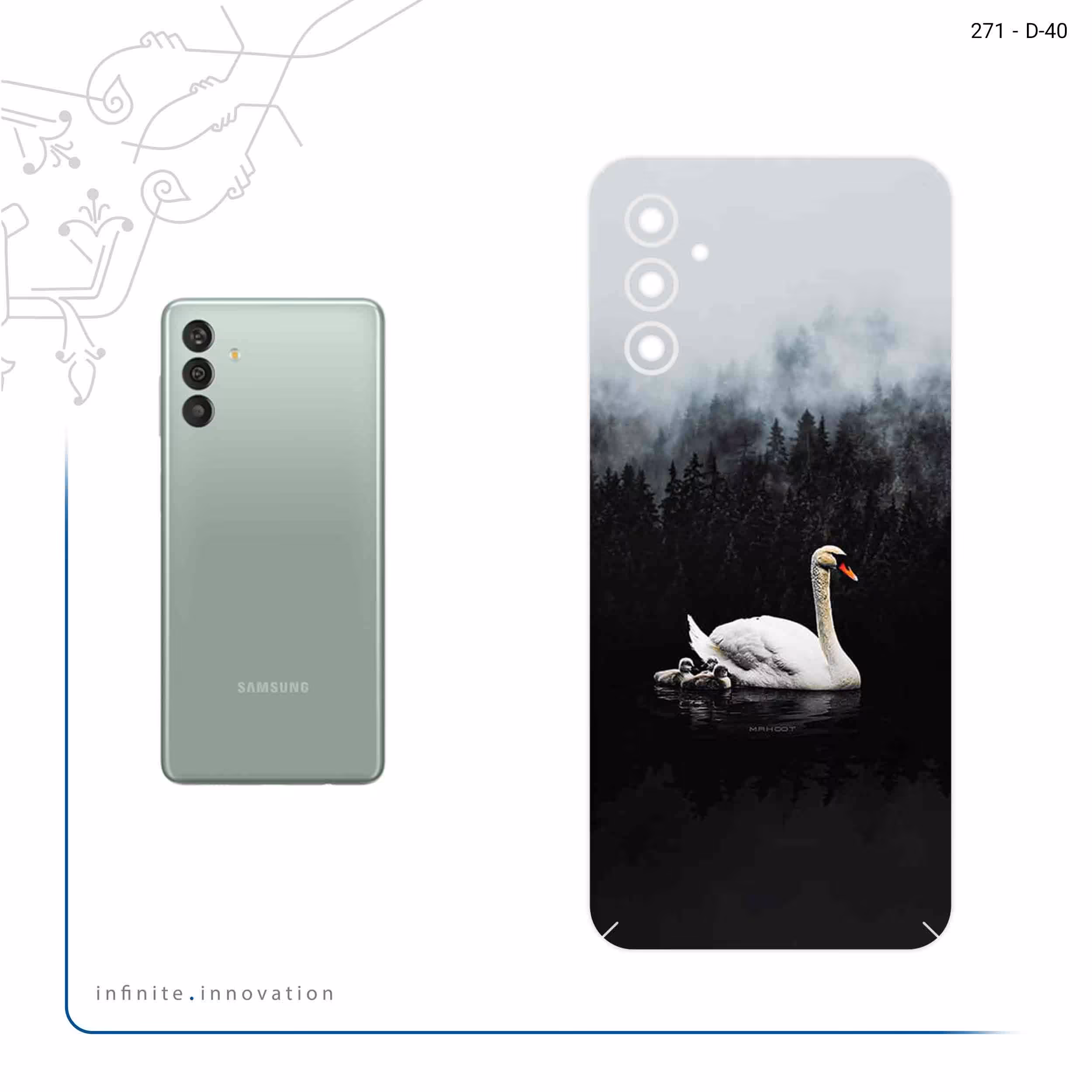 برچسب پوششی ماهوت مدل Swan_Lake مناسب برای گوشی موبایل سامسونگ Galaxy M13 (India)