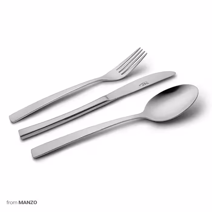 سرویس قاشق و چنگال 57 پارچه ناب استیل مدل فلورانس ساده