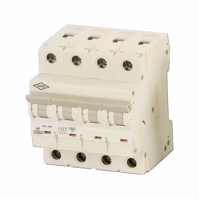 کلید مینیاتوری 20 آمپر سه فاز و نول AC الکترو کاوه کد 20A-6KA-3P+N