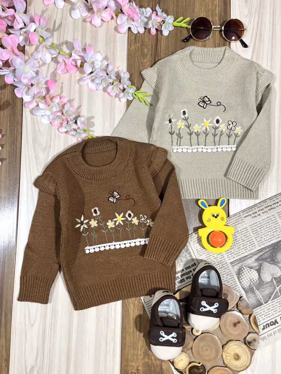 لباس دخترانه گپ بافت گلزار و پروانه