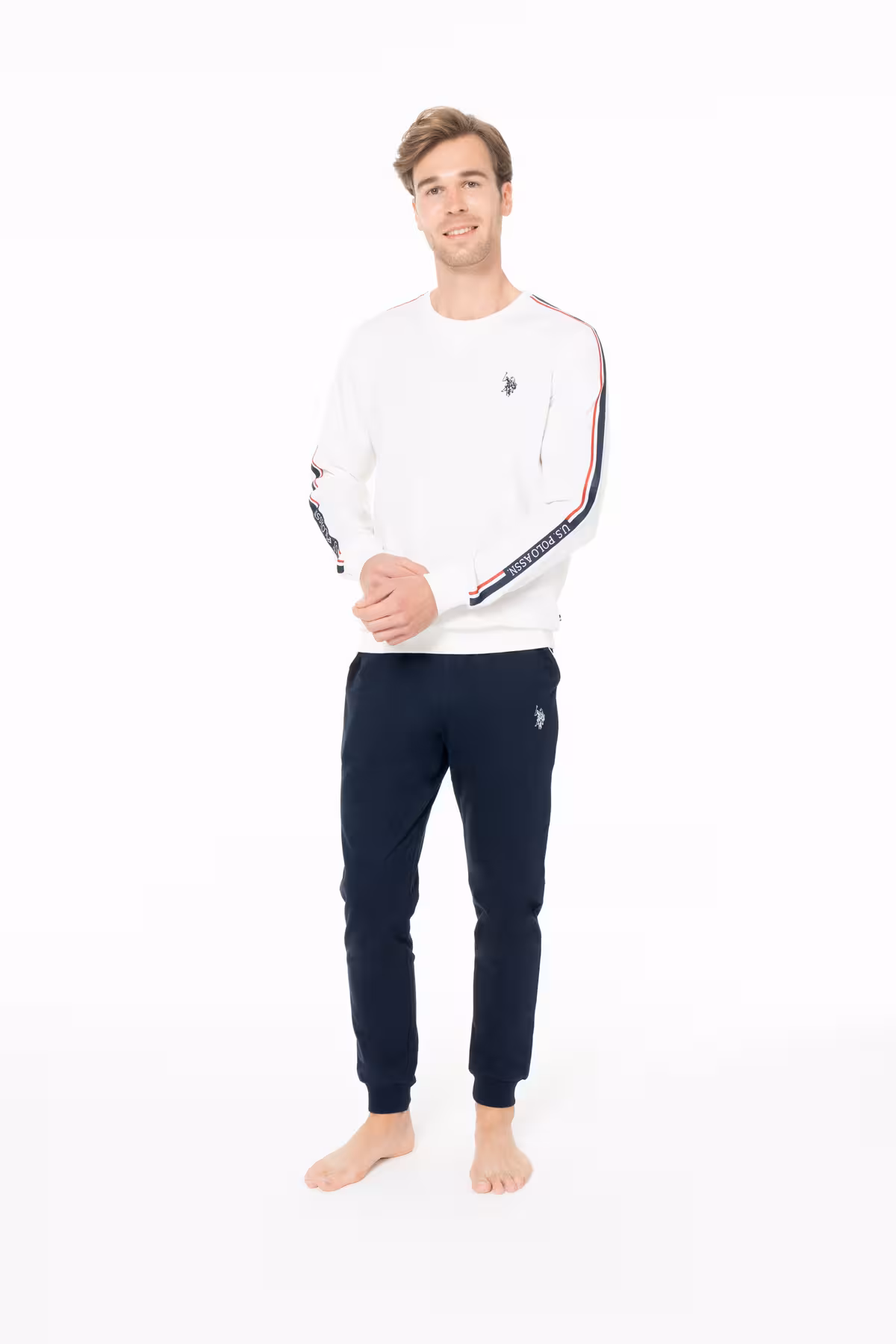 ست پیژامه مردانه جزئیات روبان بازوی آقایان 100 ٪ پنبه ECRU PAJAMA مجموعه EKRU BNLLY18Z94C2 FEEKRU U.S. Polo Assn.