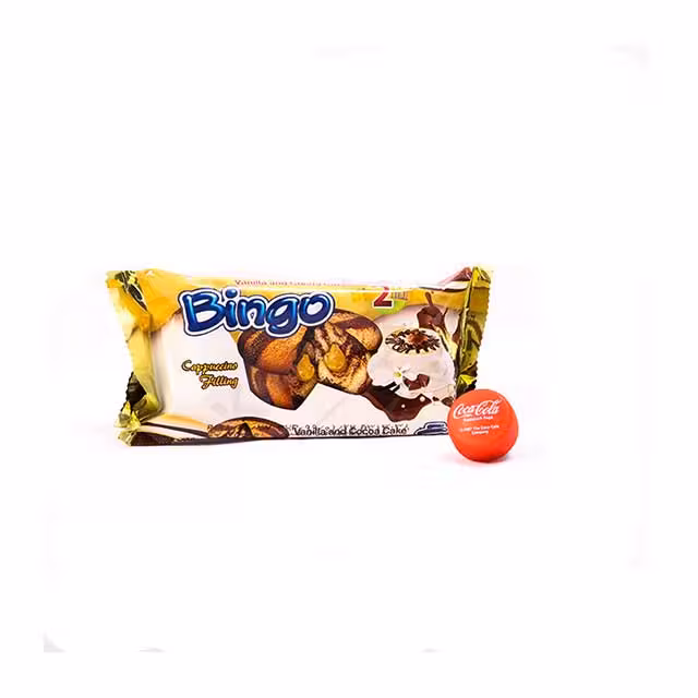 کیک دو قلو وانیلی کاکائو با مغزی کاپوچینو بینگو 65 گرمی