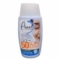 کرم ضد آفتاب بدون رنگ پیکسل مناسب پوست چرب و جوش دار SPF50 حجم 50 میلی لیتر