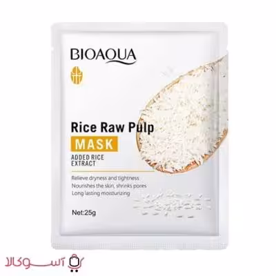ماسک ورقه ای برنج بیوآکوا مدل rice raw pulp حجم 25 میل