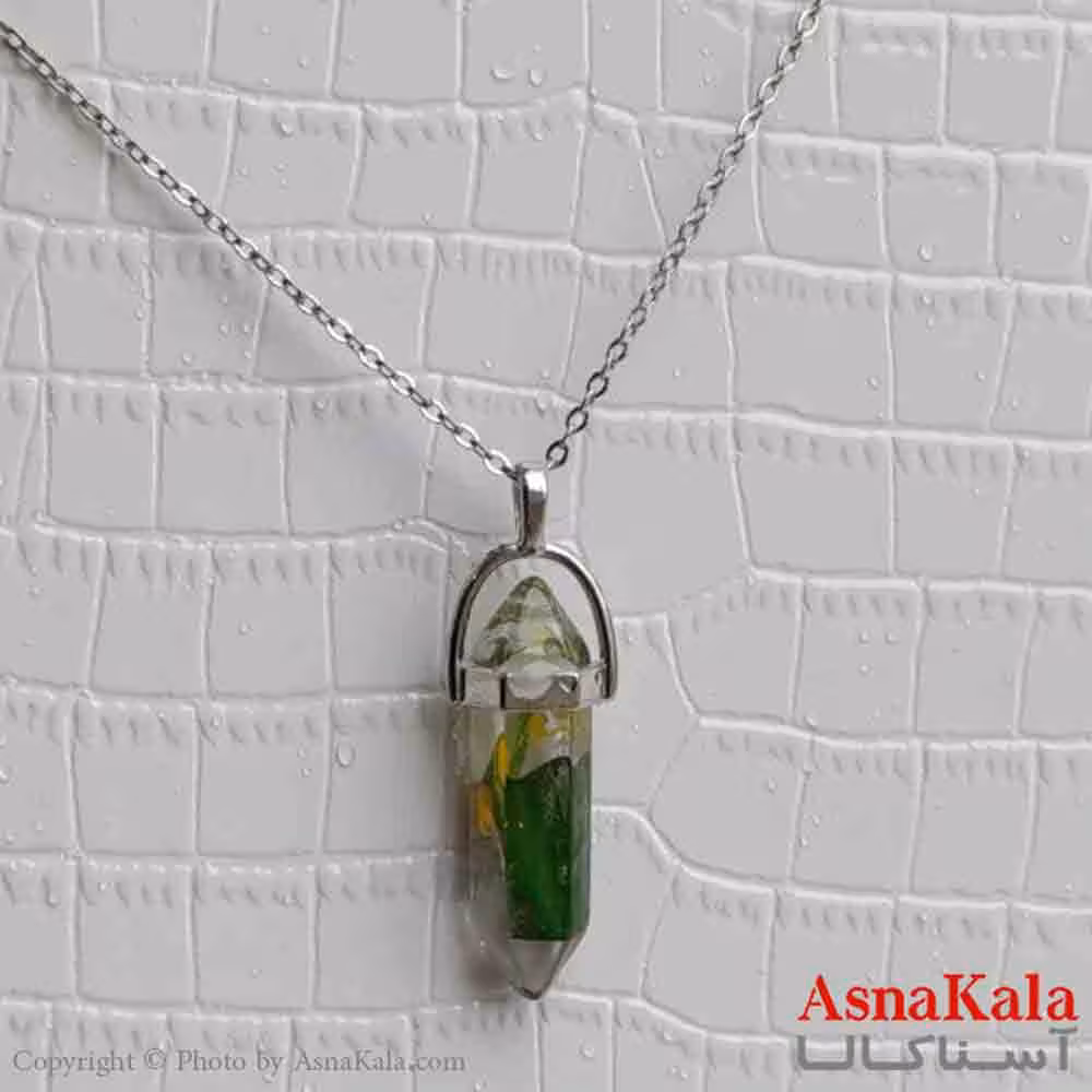 گردنبند زنانه استیل مدل سنگ منشور رنگی کد GNB161390W