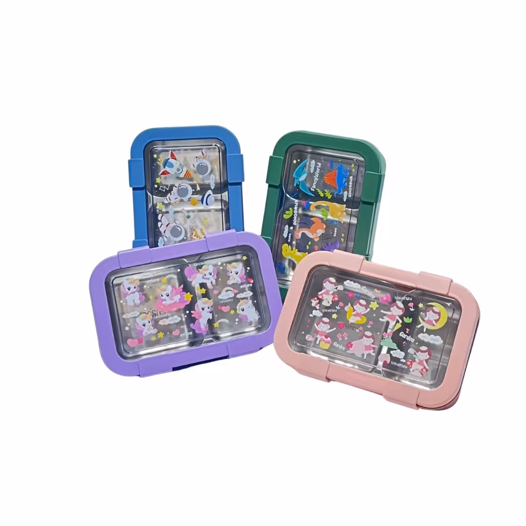 ظرف غذای دو قسمته و دارای ظرف استیل و قاشق چنگال