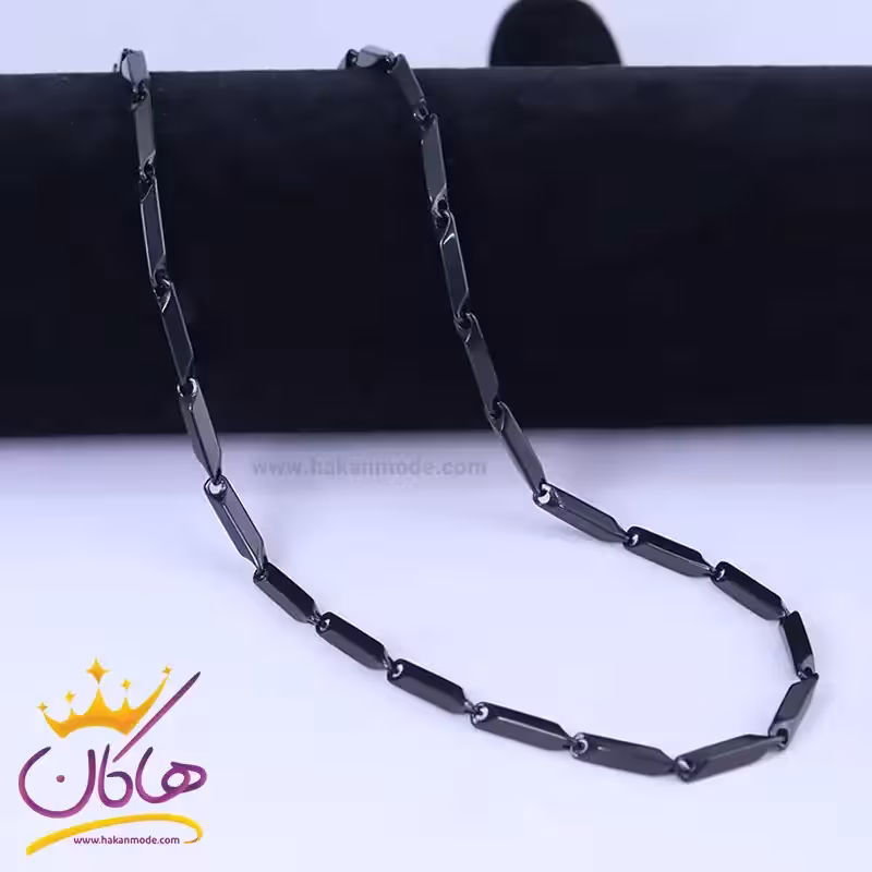 زنجیر مردانه کبریتی استیل مشکی st 19064