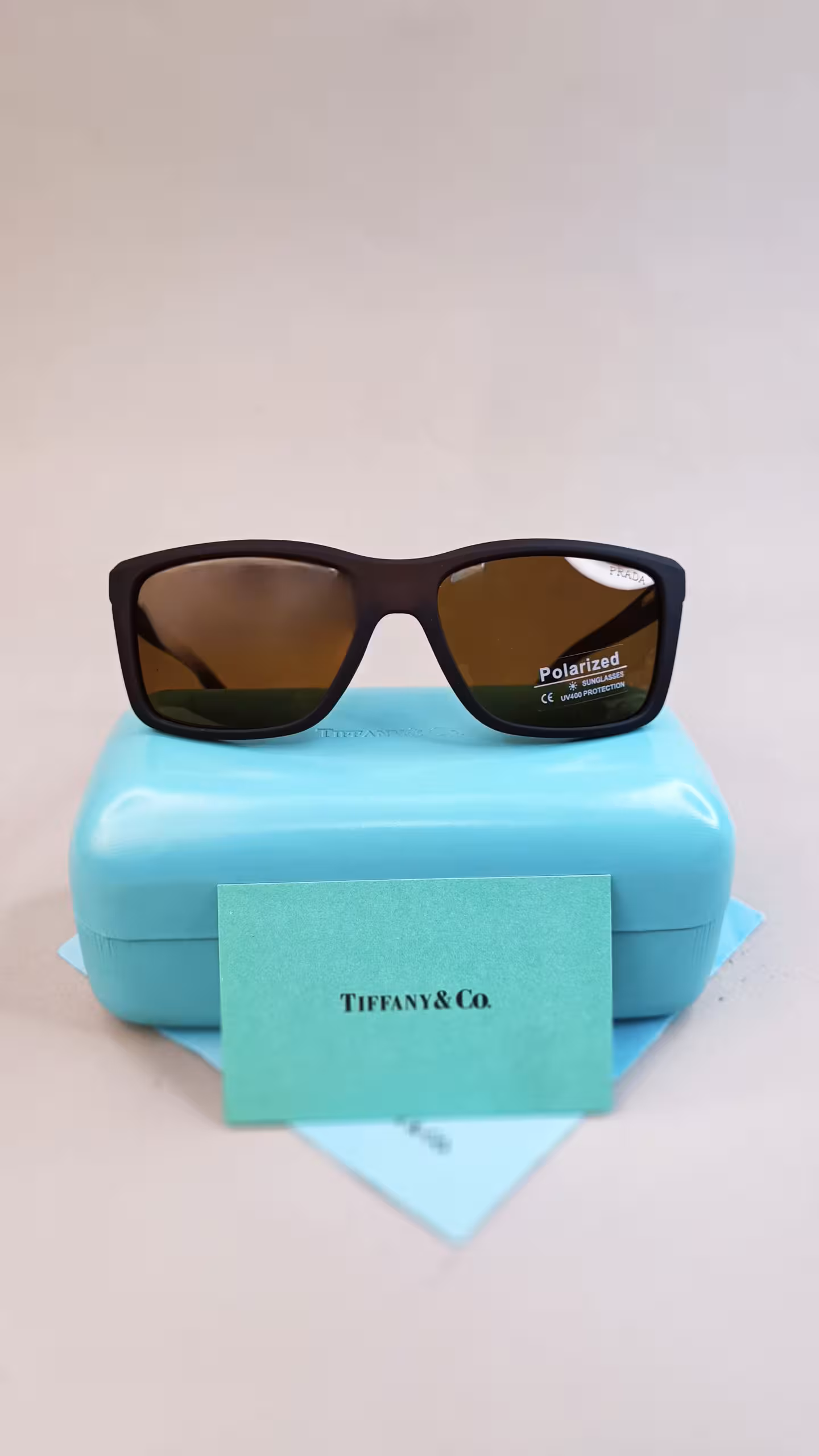 عینک آفتابی اورجینال Prada فریم کائوچو قهوه ای UV 400