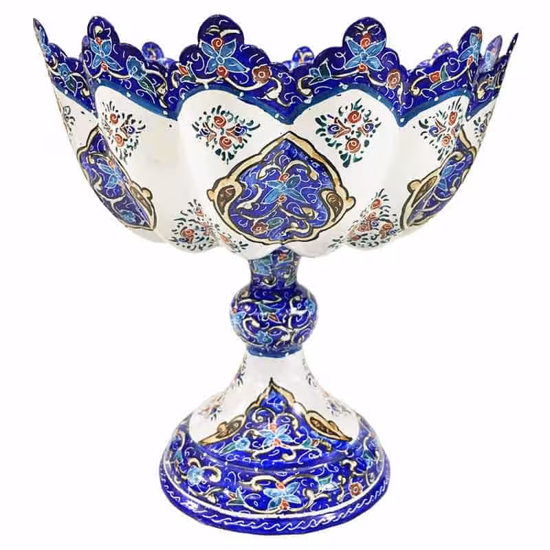 کاسه پایه دار فواره ای میناکاری 30 سانتییمتر