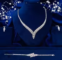 سرویس نقره جواهری زنانه کد 60447