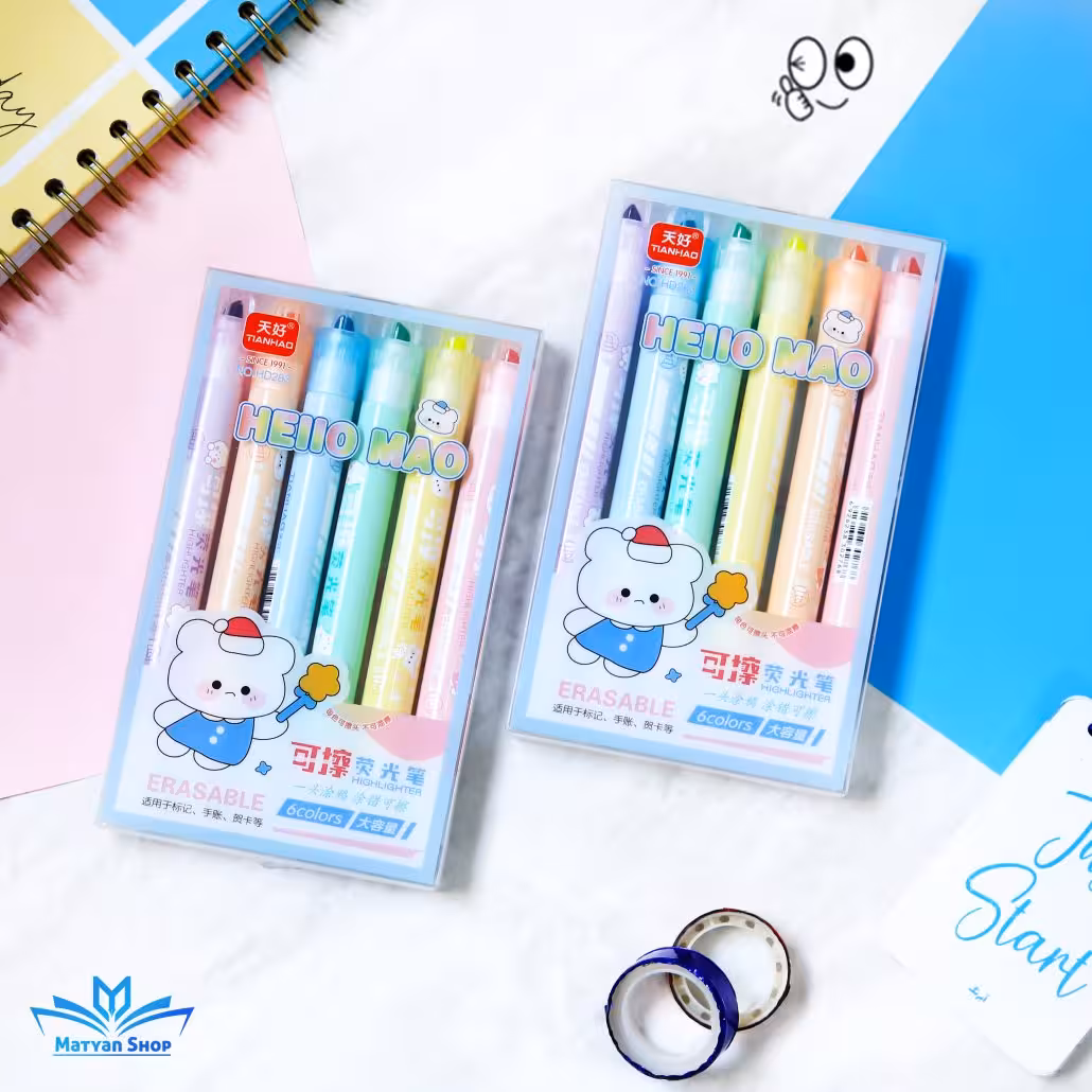 ماژیک هایلایتر پاکن دار 6رنگ