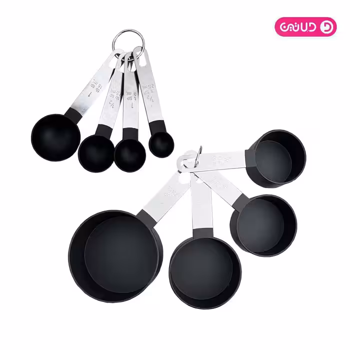 پیمانه پلاستیکی قاشق دسته استیل 8 عددی
