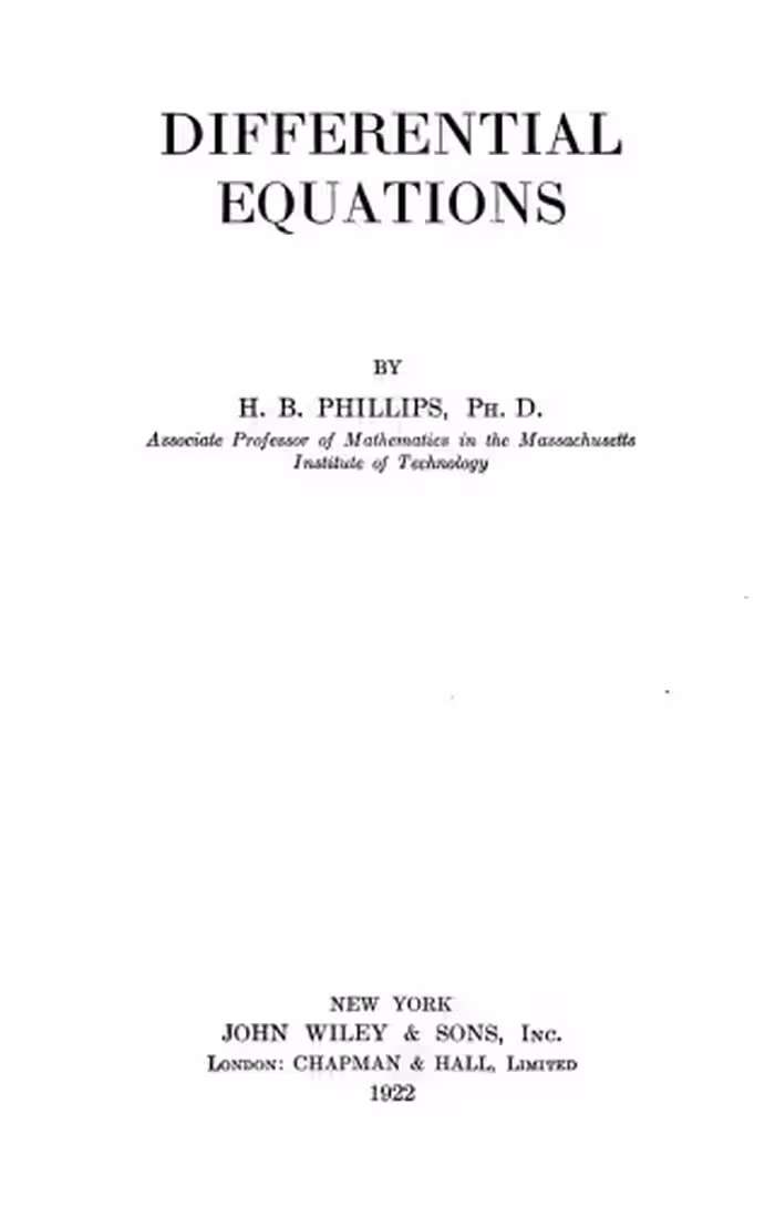 خرید و دانلود نسخه کامل کتاب Differential Equations, 1937
