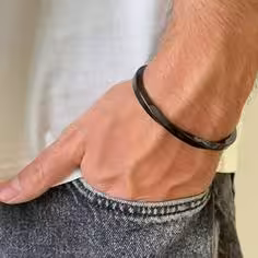دستبند بنگل مردانه استیل مشکی