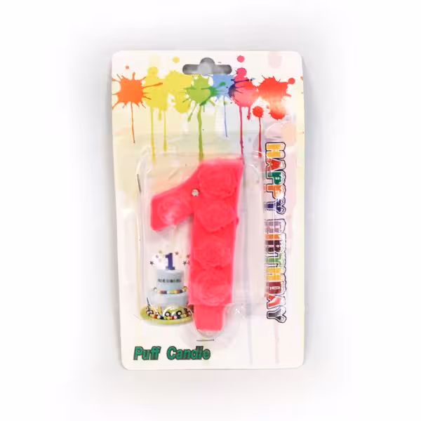 شمع مخملی عدد یک صورتی