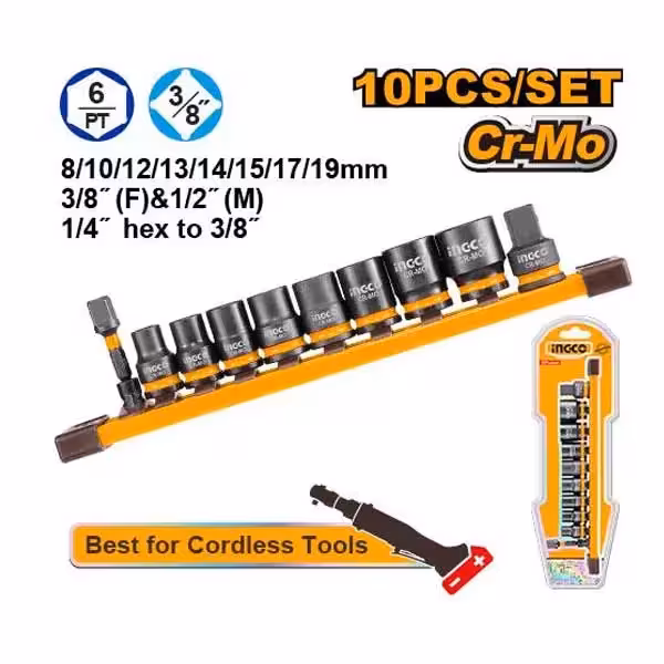 ارسال فوری   ست 10 عددی بکس ریلی 3/8 اینکو کد HKISSD38104