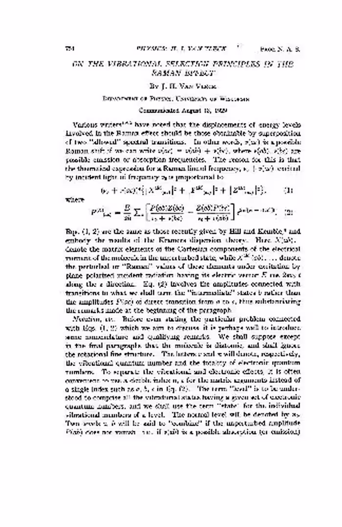 خرید و دانلود نسخه کامل کتاب On the Vibrational Selection Principles in the Raman Effect