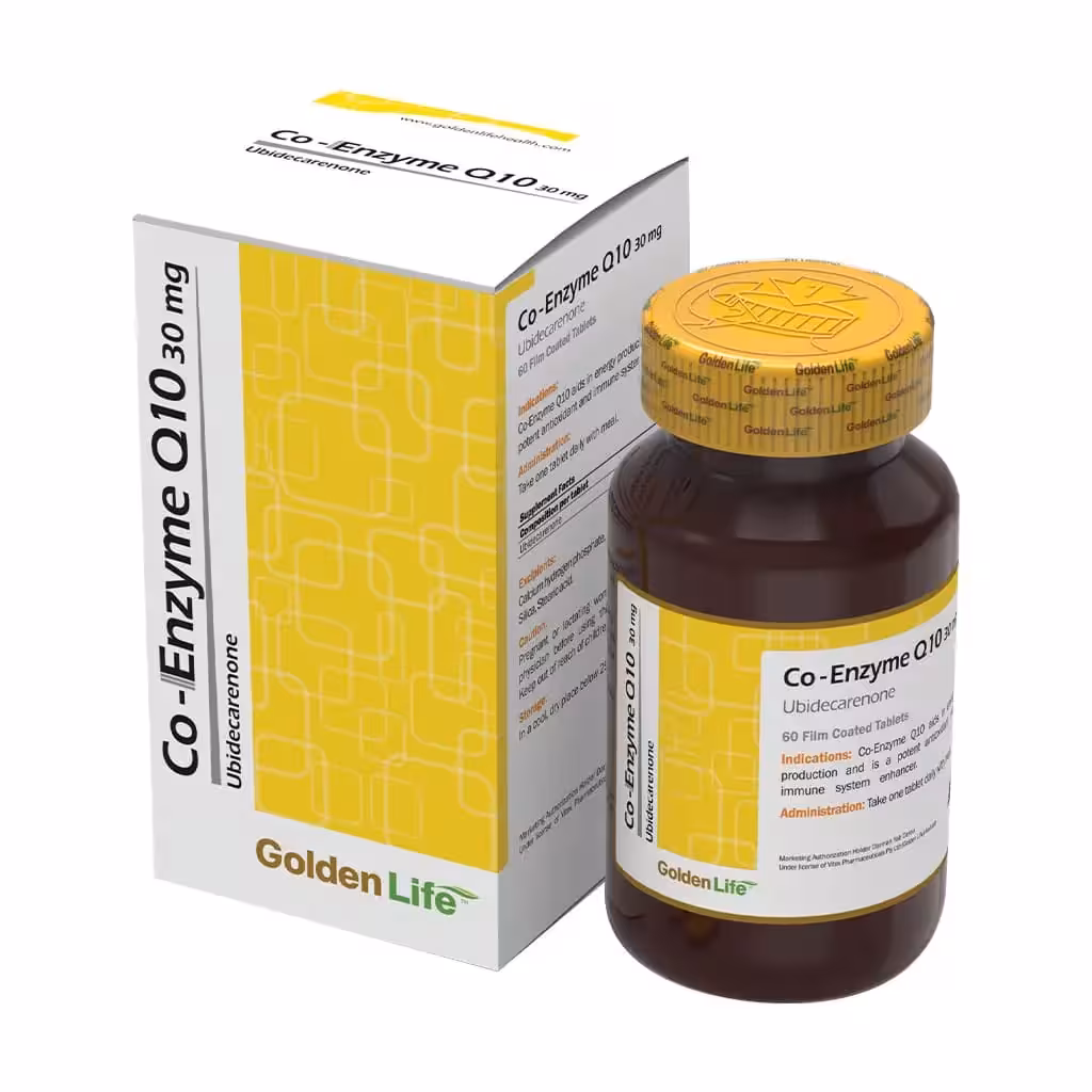 قرص کوآنزیم کیوتن 30 میلی‌گرم گلدن لایف 60 عددی | Golden Life Coenzyme Q10 30mg Tablets (60pcs)