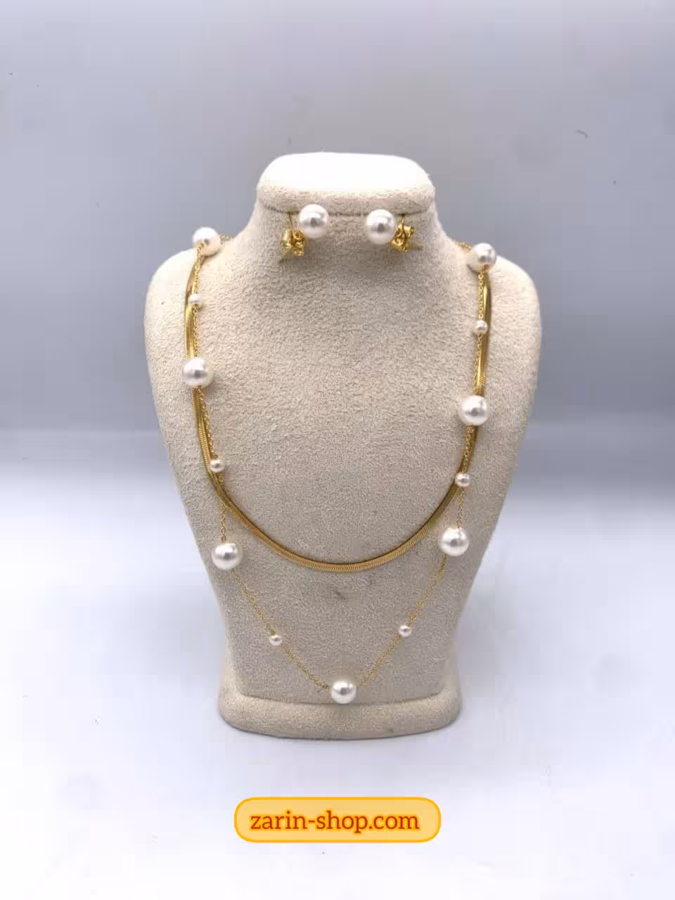 نیمست زنانه استیل مرواریدی طرح طلا