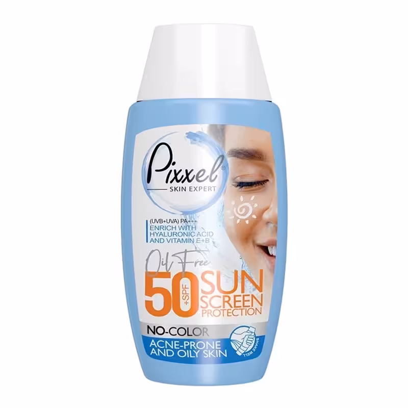 ضد آفتاب پیکسل  SPF50 بدون رنگ مناسب پوست چرب و جوش دار و مختلط 50 میل