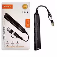 هاب 3پورت USB با سر سوکت Type-cوUSB پک سفید Orginal SX-65 2in1
