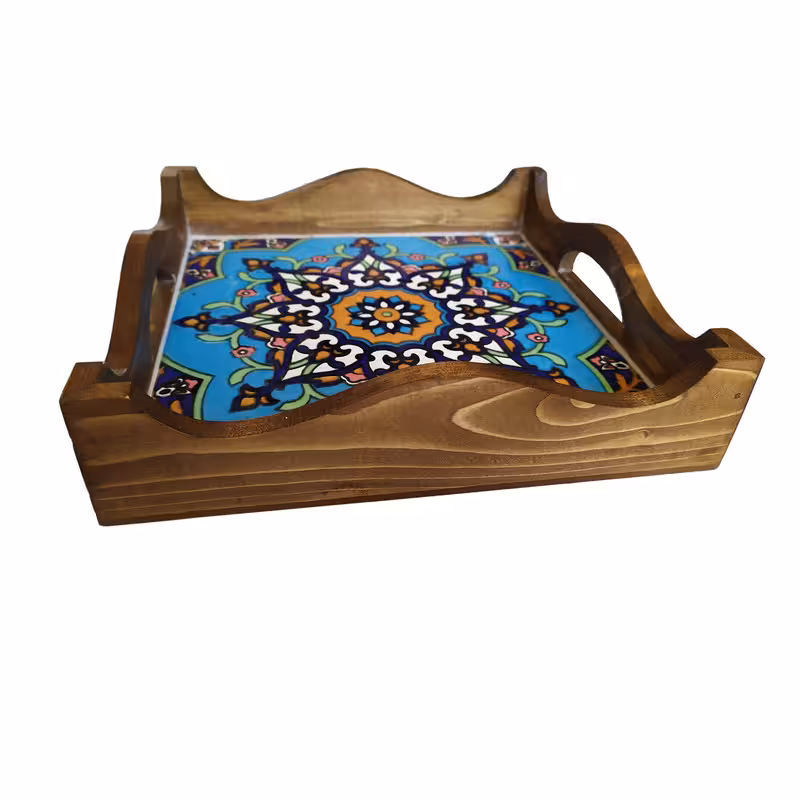 سینی چوبی طرح کاشی