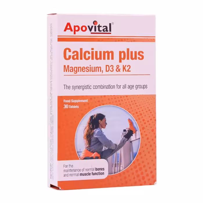 قرص کلسیم پلاس منیزیم ویتامین D3 و K2 تعداد30 عدد آپوویتال Apovital