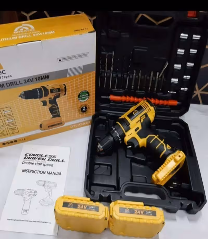 دریل شارژی پیچ گوشتی شارژی 24 ولت چکشی گریتک مدل24v