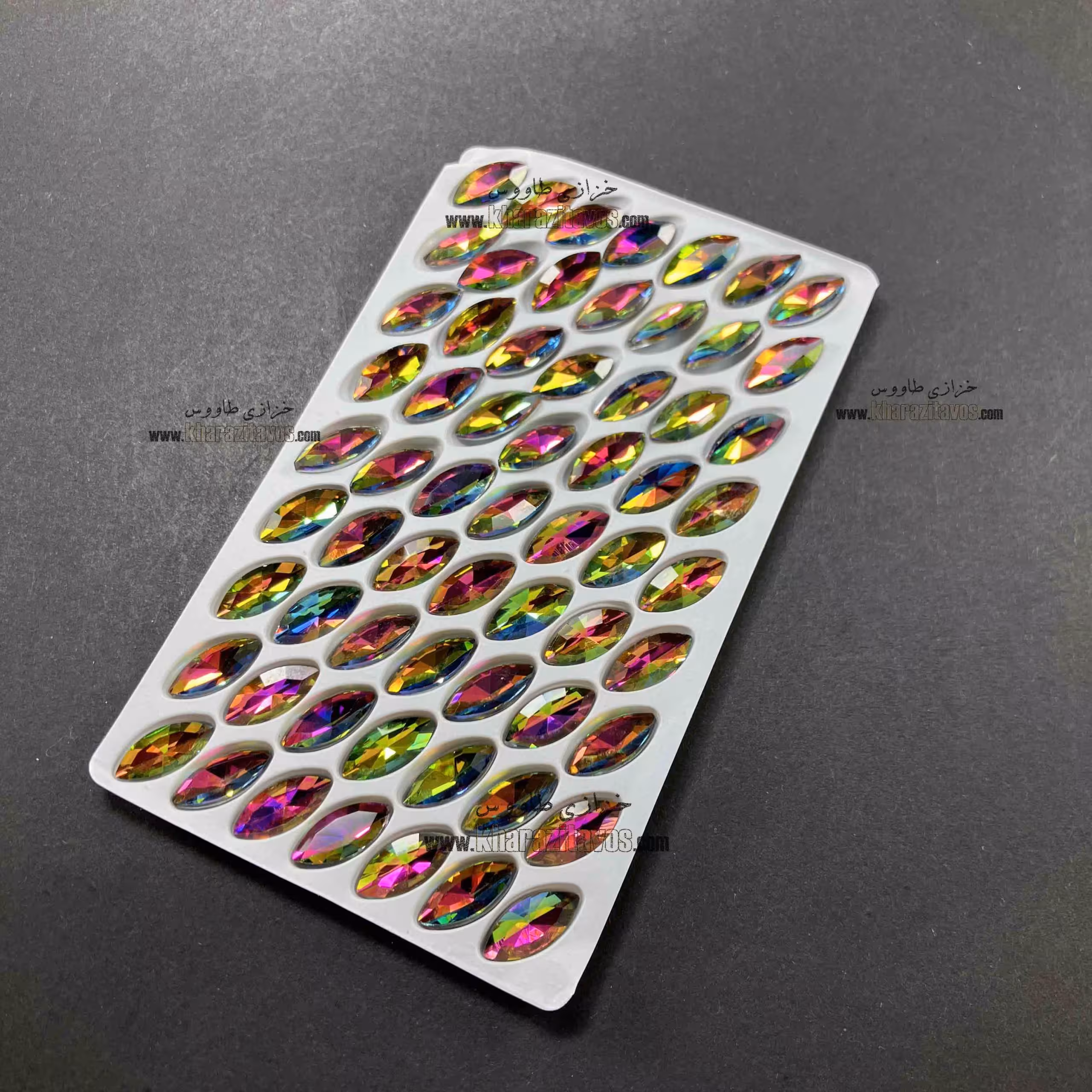 مارکیز چشمی سنگی 7 در 15 ( پر طاووسی ) ورق 63 عددی