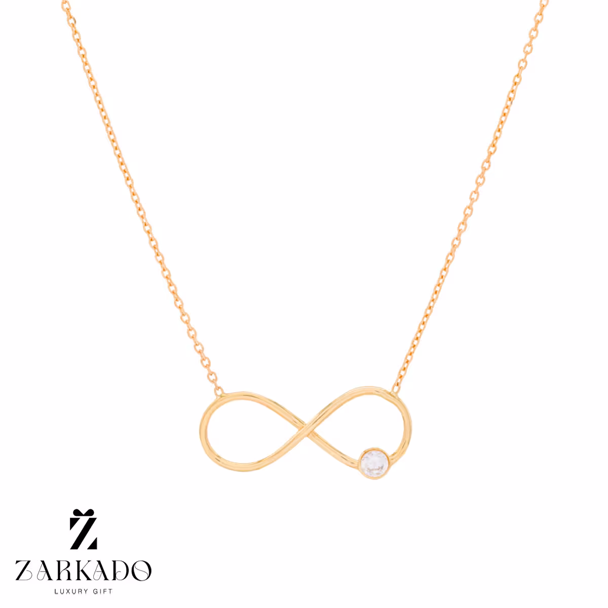 گردنبند طلا طرح بی نهایت و تک نگین کد N5662