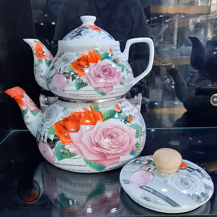 ست کتری و قوری لعابی چین طرح 103