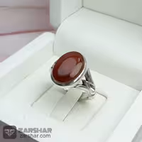 انگشتر عقیق یمنی سرخ با حرز امام جواد و تربت امام حسین