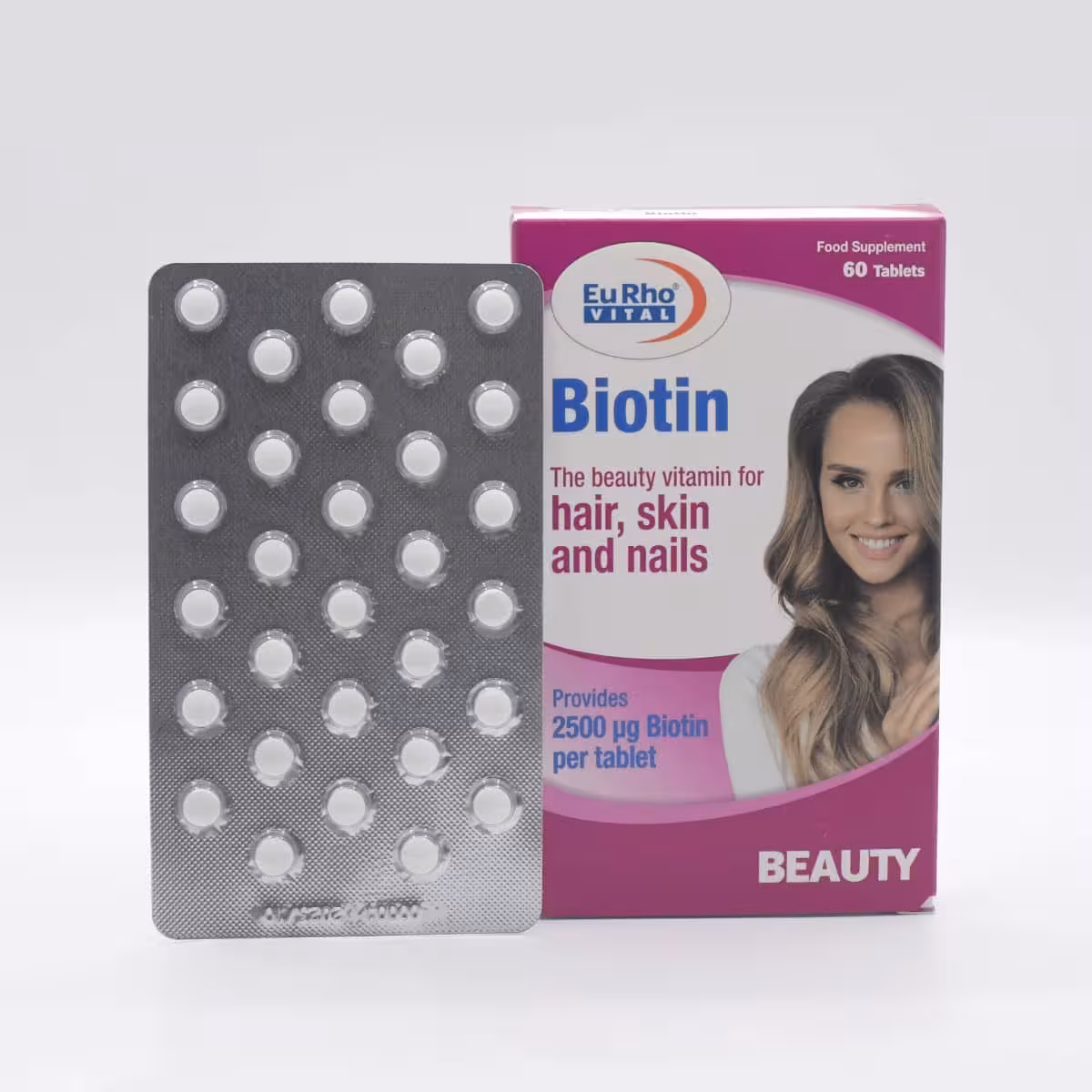 قرص بیوتین 2500 میکروگرم یوروویتال تقویت کننده مو و پوست