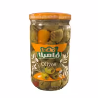 زیتون سبز فرآوری شده بدون هسته کبابی فامیلا 650 گرمی