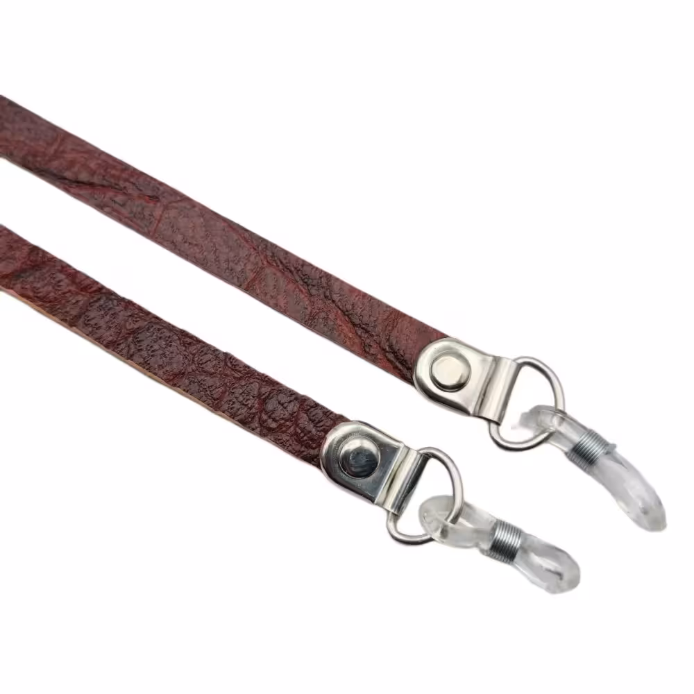 بند عینک چرمی 202020 قهوه ای طرحدار