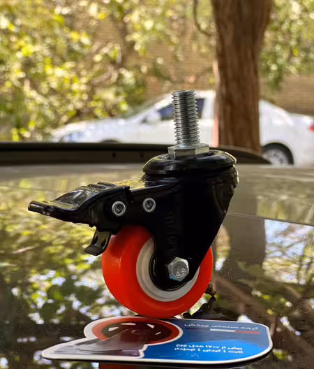 چرخ گردان ترمزدار  لوکس وارداتی پایه مشکی با چرخ بلبرینگی درجه یک پیچی