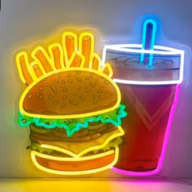 تابلو نئون فست فود سفارش همدان