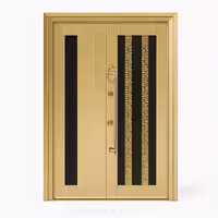 درب استیل طلایی طرح‌دار لوکس کد 30220