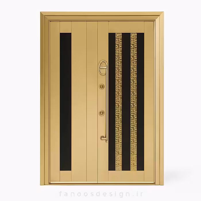 درب استیل طلایی طرح‌دار لوکس کد 30220