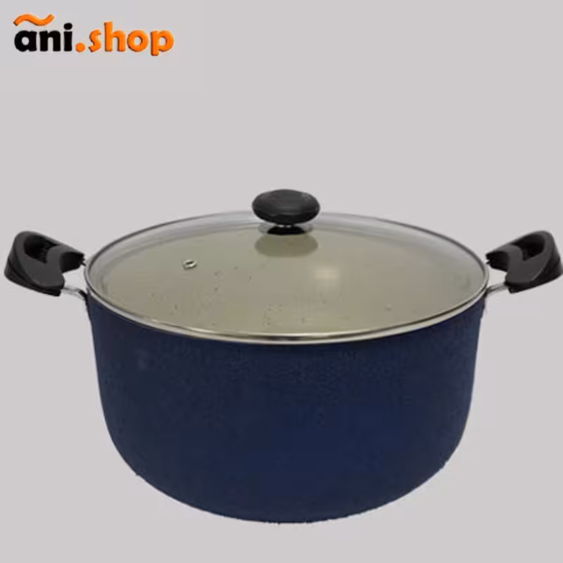 قابلمه گرانیتی درب شیشه ای رنگ سرمه ای براق