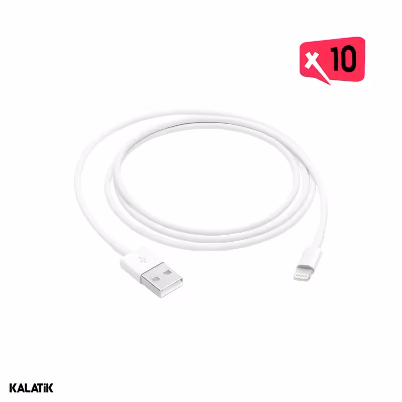 کابل تبدیل USB-A به لایتنینگ اپل آیفون X مدل A1480 پک دار به طول 1 متر-بسته 10 عددی-شارسل