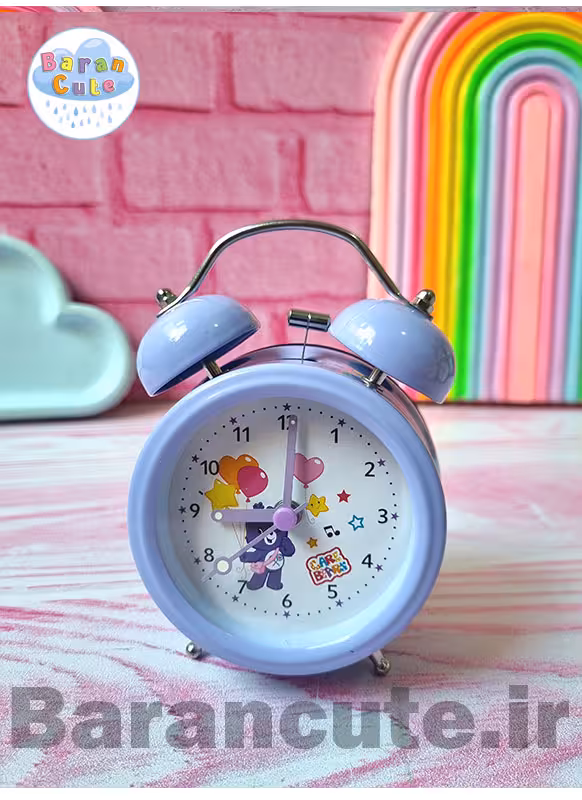 ساعت رومیزی سایز متوسط فانتزی زنگ دار بدنه فلزی طرح تدی یاسی